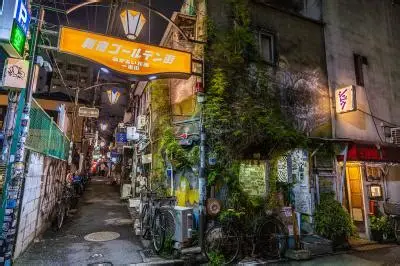 Callejones del Golden Gai de Shinjuku de noche con bares diminutos
